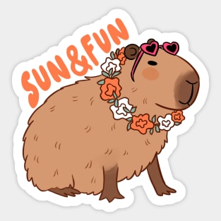 Sun and fun a cute capybara ready for summer vacation Sticker